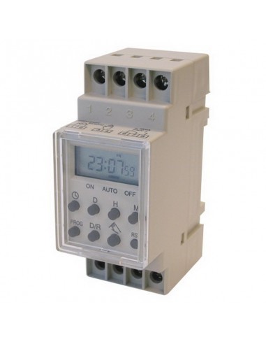 Horloge modulaire digitale programmable - 230V -16A - acier - Gris